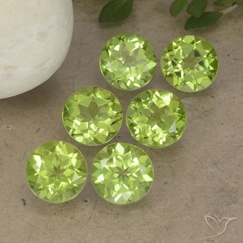 4.92ctw Natural Verde vivo claro Peridoto, Redondo, VVS-VS