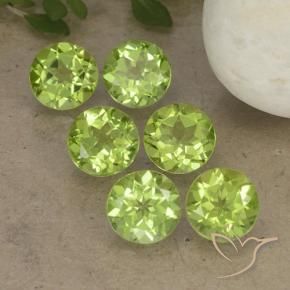 Gemas de Peridoto Verde vivo claro natural de 4.92 ct, Redondo, VVS-VS