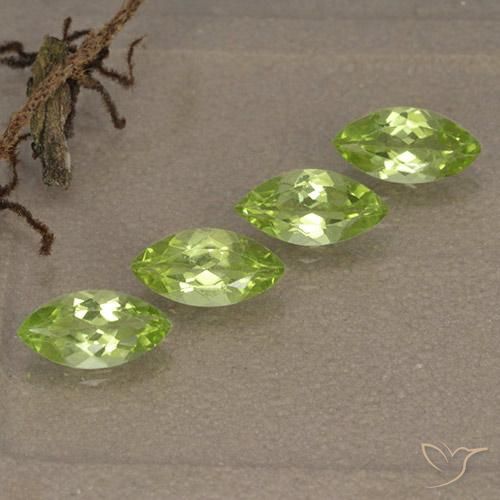 Gemas de Peridoto Verde vivo claro natural de 1.57 ct, Marquesa, VVS-VS
