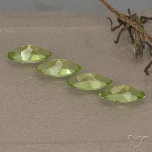 Gemas de Peridoto Verde vivo claro natural de 1.57 ct, Marquesa, VVS-VS