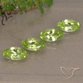 Gemas de Peridoto Verde vivo claro natural de 1.63 ct, Marquesa, VVS-VS
