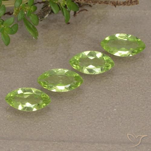 Gemas de Peridoto Verde vivo claro natural de 1.42 ct, Marquesa, VVS-VS