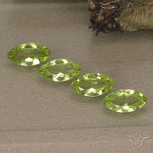 Gemas de Peridoto Verde vivo claro natural de 1.55 ct, Marquesa, VVS-VS