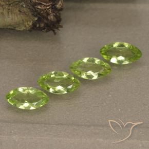 Gemas de Peridoto Verde vivo claro natural de 1.55 ct, Marquesa, VVS-VS
