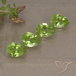Gemas de Peridoto Verde medio natural de 3.04 ct, En forma de pera, VS