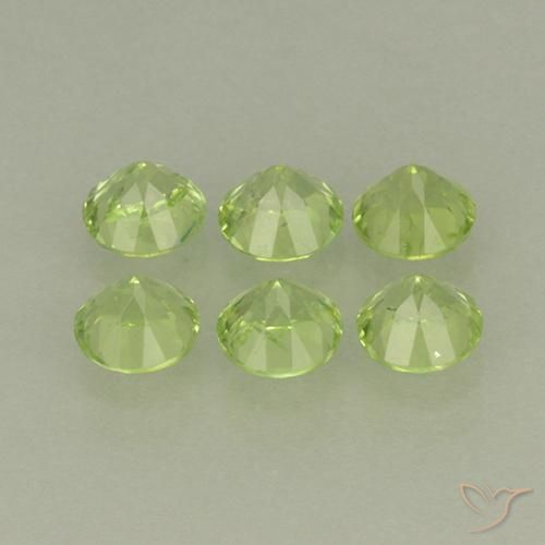 Gemas de Peridoto Verde amarillento natural de 1.85 ct, Redondo, VS