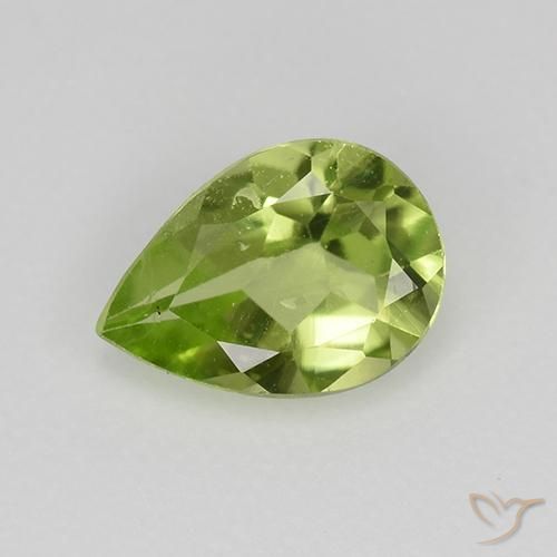0.60ct Natural Verde medio Peridoto, En forma de pera, VVS-VS