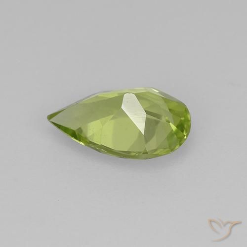 Peridoto Verde vivo claro natural de 0.44 ct, En forma de pera, VVS-VS