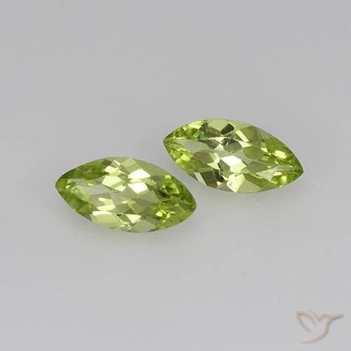 Gemas de Peridoto Verde vivo claro natural de 0.70 ct, Marquesa, VS