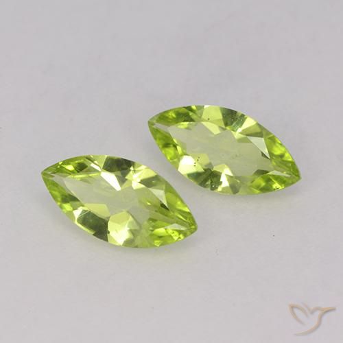 Gemas de Peridoto Verde vivo natural de 0.93 ct, Marquesa, VS