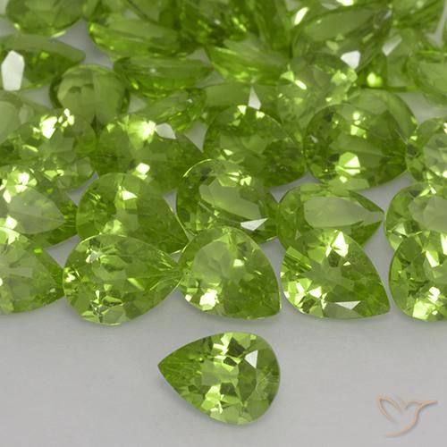 Peridoto Verde amarillento natural de 1.08 ct, En forma de pera, VS