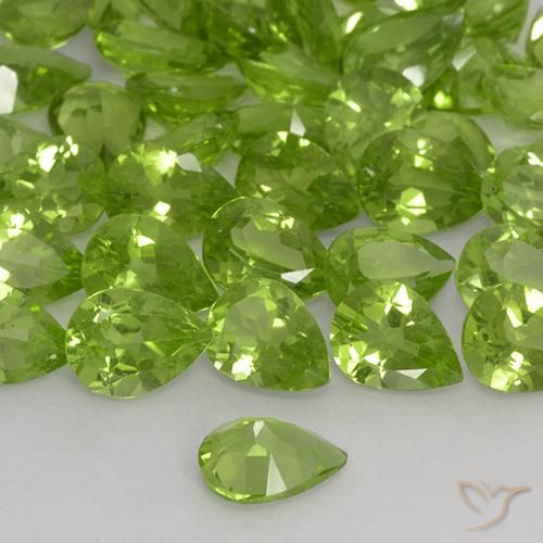 Peridoto Verde amarillento natural de 1.08 ct, En forma de pera, VS