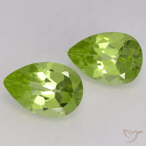 Gemas de Peridoto Verde vivo natural de 0.85 ct, En forma de pera, VVS-VS