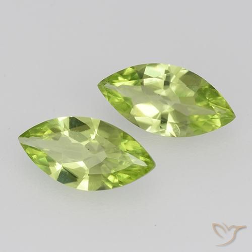 Gemas de Peridoto Verde medio natural de 0.94 ct, Marquesa, VVS-VS