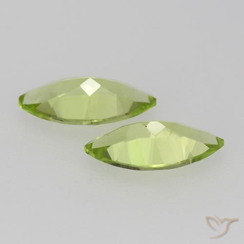 Gemas de Peridoto Verde medio natural de 0.94 ct, Marquesa, VVS-VS