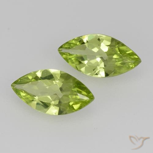 Gemas de Peridoto Verde vivo natural de 0.97 ct, Marquesa, VVS-VS