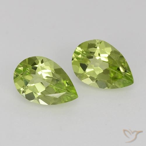 Gemas de Peridoto Verde claro natural de 0.84 ct, En forma de pera, VVS-VS
