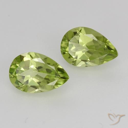 Gemas de Peridoto Verde claro natural de 0.94 ct, En forma de pera, VVS-VS
