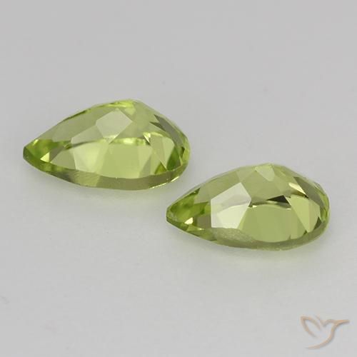 Gemas de Peridoto Verde claro natural de 0.94 ct, En forma de pera, VVS-VS