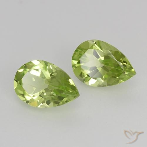 Gemas de Peridoto Verde vivo claro natural de 0.90 ct, En forma de pera, VVS-VS