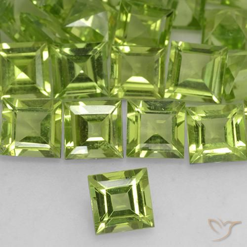 0.67ct Natural Verde claro Peridoto, Cuadrado, VVS-VS