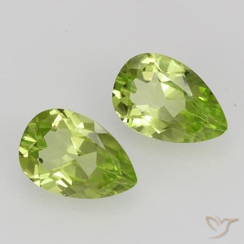 Gemas de Peridoto Verde vivo claro natural de 0.87 ct, En forma de pera, VVS-VS