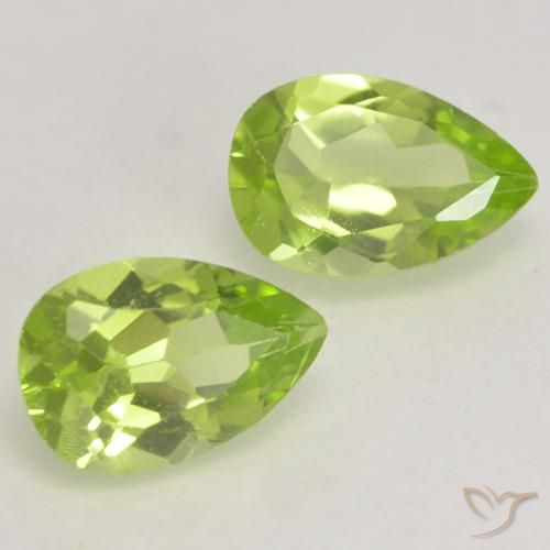 Gemas de Peridoto Verde vivo claro natural de 0.87 ct, En forma de pera, VVS-VS
