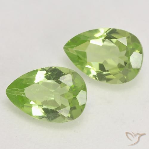 Gemas de Peridoto Verde vivo claro natural de 0.89 ct, En forma de pera, VVS-VS