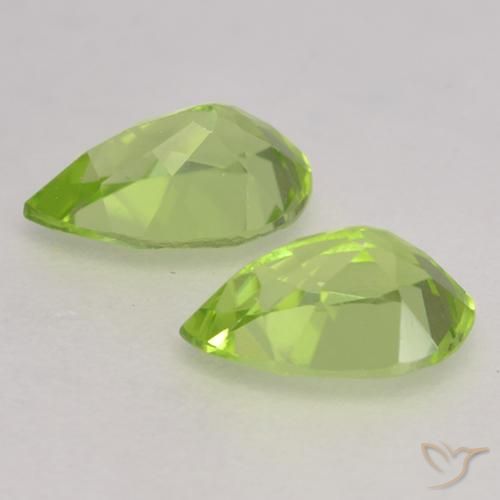 Gemas de Peridoto Verde vivo claro natural de 0.84 ct, En forma de pera, VVS-VS