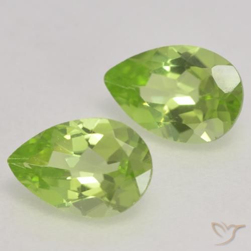 Gemas de Peridoto Verde vivo claro natural de 0.84 ct, En forma de pera, VVS-VS