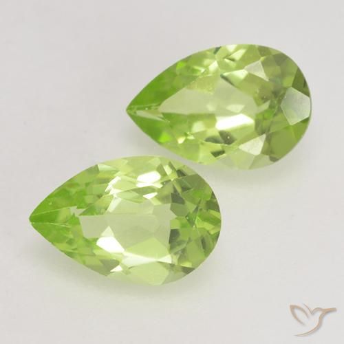 Gemas de Peridoto Verde vivo claro natural de 0.86 ct, En forma de pera, VVS-VS