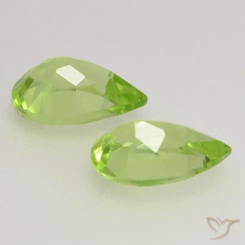 Gemas de Peridoto Verde vivo claro natural de 0.86 ct, En forma de pera, VVS-VS