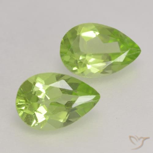 Gemas de Peridoto Verde vivo natural de 0.86 ct, En forma de pera, VVS-VS