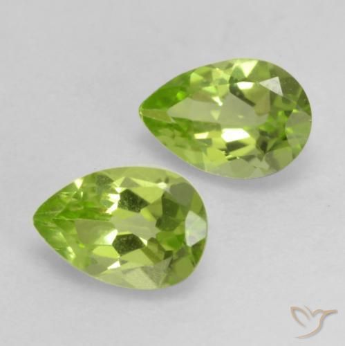 Gemas de Peridoto Verde vivo claro natural de 0.86 ct, En forma de pera, VVS-VS