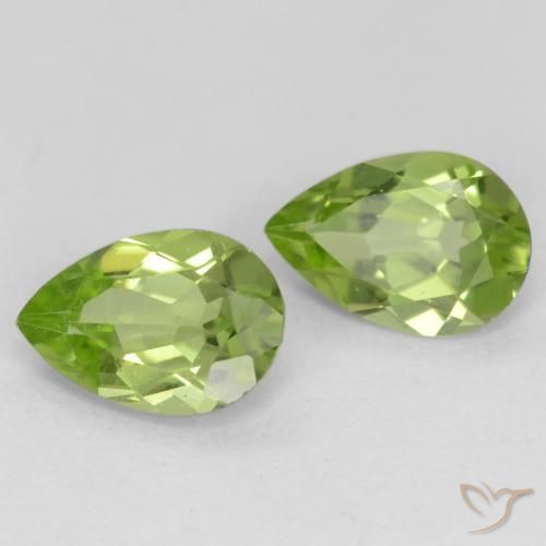Gemas de Peridoto Verde vivo claro natural de 0.83 ct, En forma de pera, VVS-VS