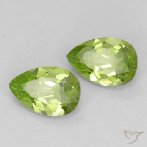 Gemas de Peridoto Verde vivo claro natural de 0.86 ct, En forma de pera, VVS-VS