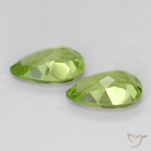 Gemas de Peridoto Verde vivo claro natural de 0.86 ct, En forma de pera, VVS-VS