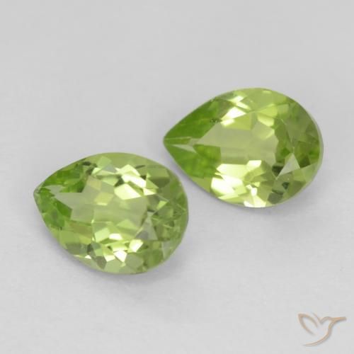 Gemas de Peridoto Verde vivo claro natural de 0.84 ct, En forma de pera, VVS-VS