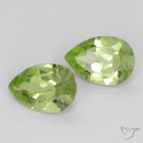 Gemas de Peridoto Verde vivo claro natural de 0.85 ct, En forma de pera, VVS-VS