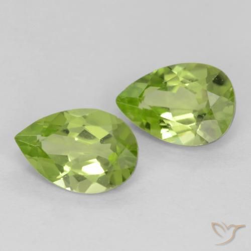 Gemas de Peridoto Verde vivo claro natural de 0.79 ct, En forma de pera, VVS-VS