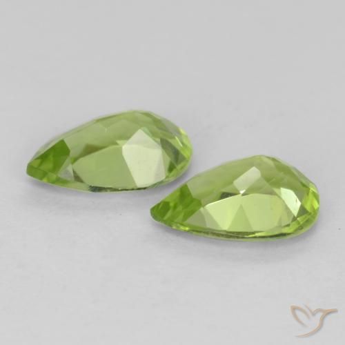 Gemas de Peridoto Verde vivo claro natural de 0.79 ct, En forma de pera, VVS-VS