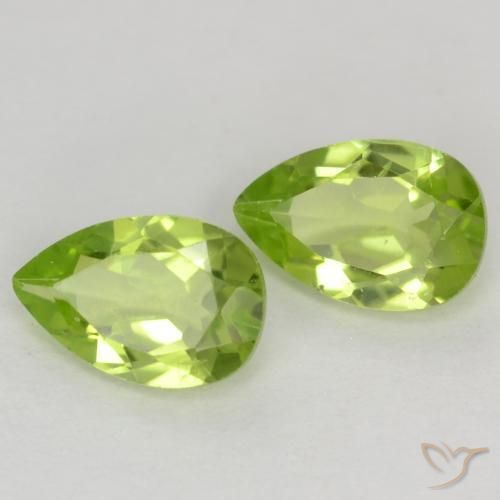 Gemas de Peridoto Verde medio natural de 0.92 ct, En forma de pera, VVS-VS