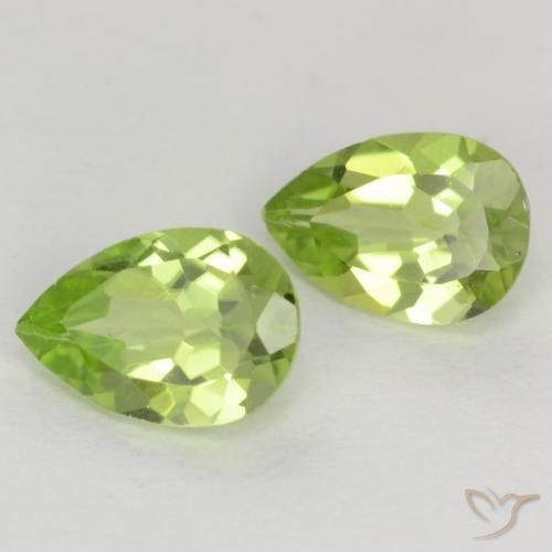 Gemas de Peridoto Verde vivo claro natural de 0.87 ct, En forma de pera, VVS-VS