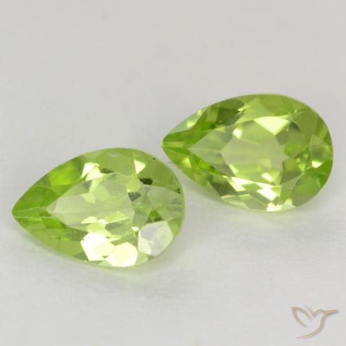 Gemas de Peridoto Verde vivo claro natural de 0.87 ct, En forma de pera, VVS-VS