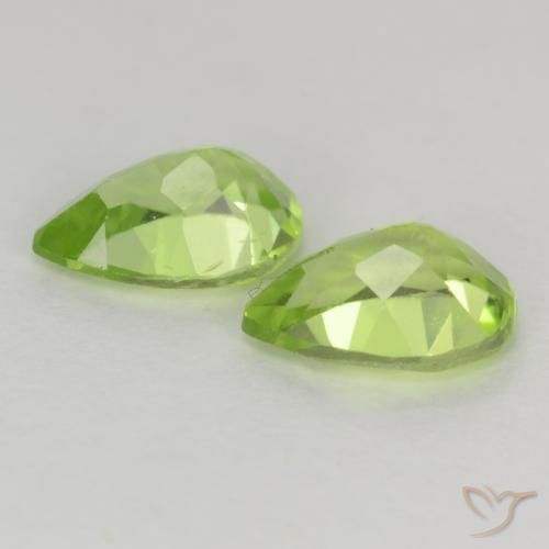 Gemas de Peridoto Verde vivo claro natural de 0.87 ct, En forma de pera, VVS-VS