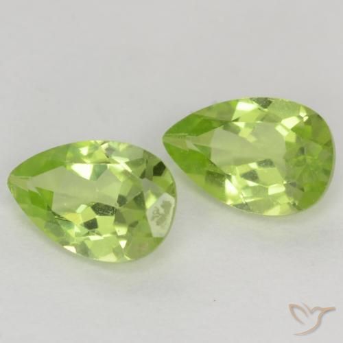 Gemas de Peridoto Verde vivo claro natural de 0.87 ct, En forma de pera, VVS-VS