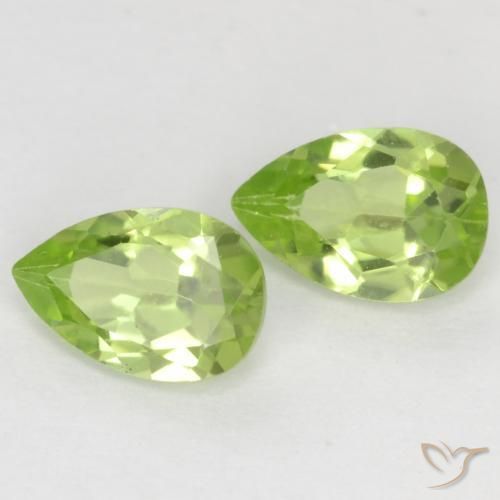 Gemas de Peridoto Verde vivo claro natural de 0.88 ct, En forma de pera, VVS-VS