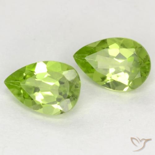 Gemas de Peridoto Verde claro natural de 0.87 ct, En forma de pera, VVS-VS