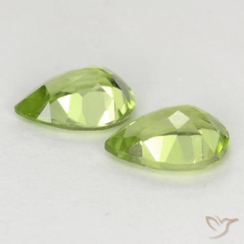 Gemas de Peridoto Verde claro natural de 0.87 ct, En forma de pera, VVS-VS