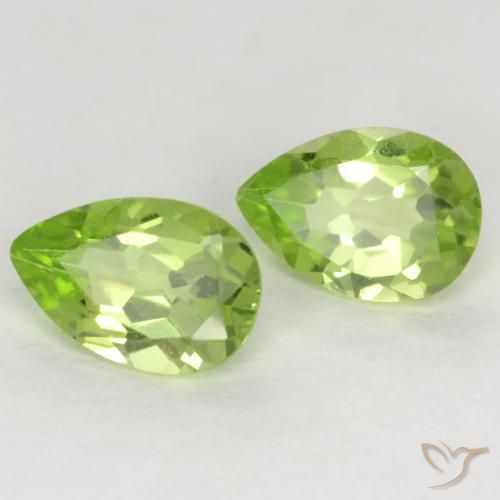 Gemas de Peridoto Verde claro natural de 0.84 ct, En forma de pera, VVS-VS